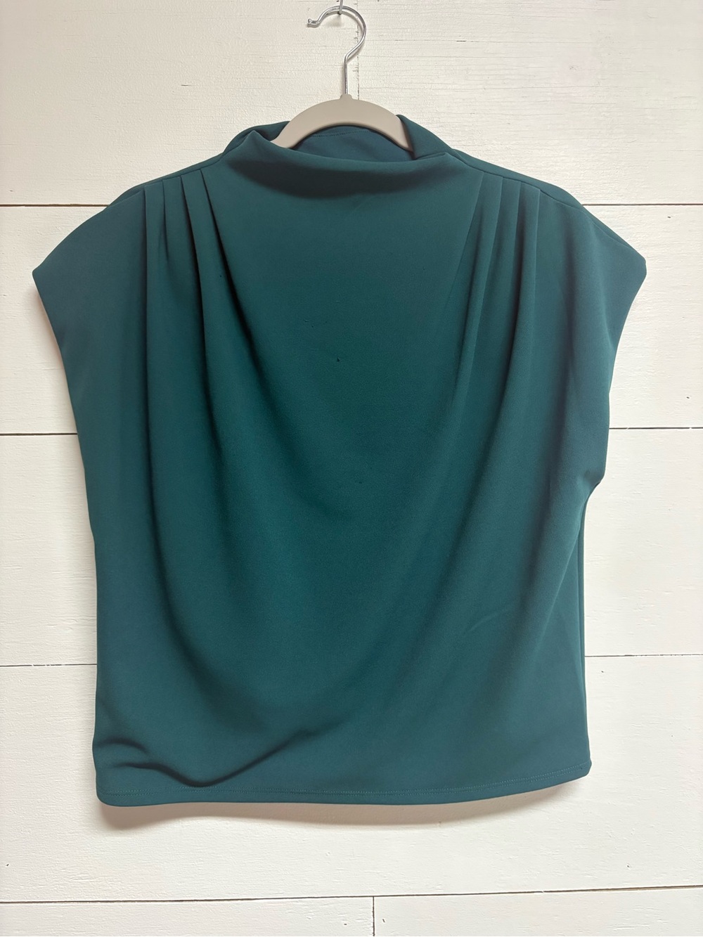 Express Pleated Mock Neck Top Small Teal NWT